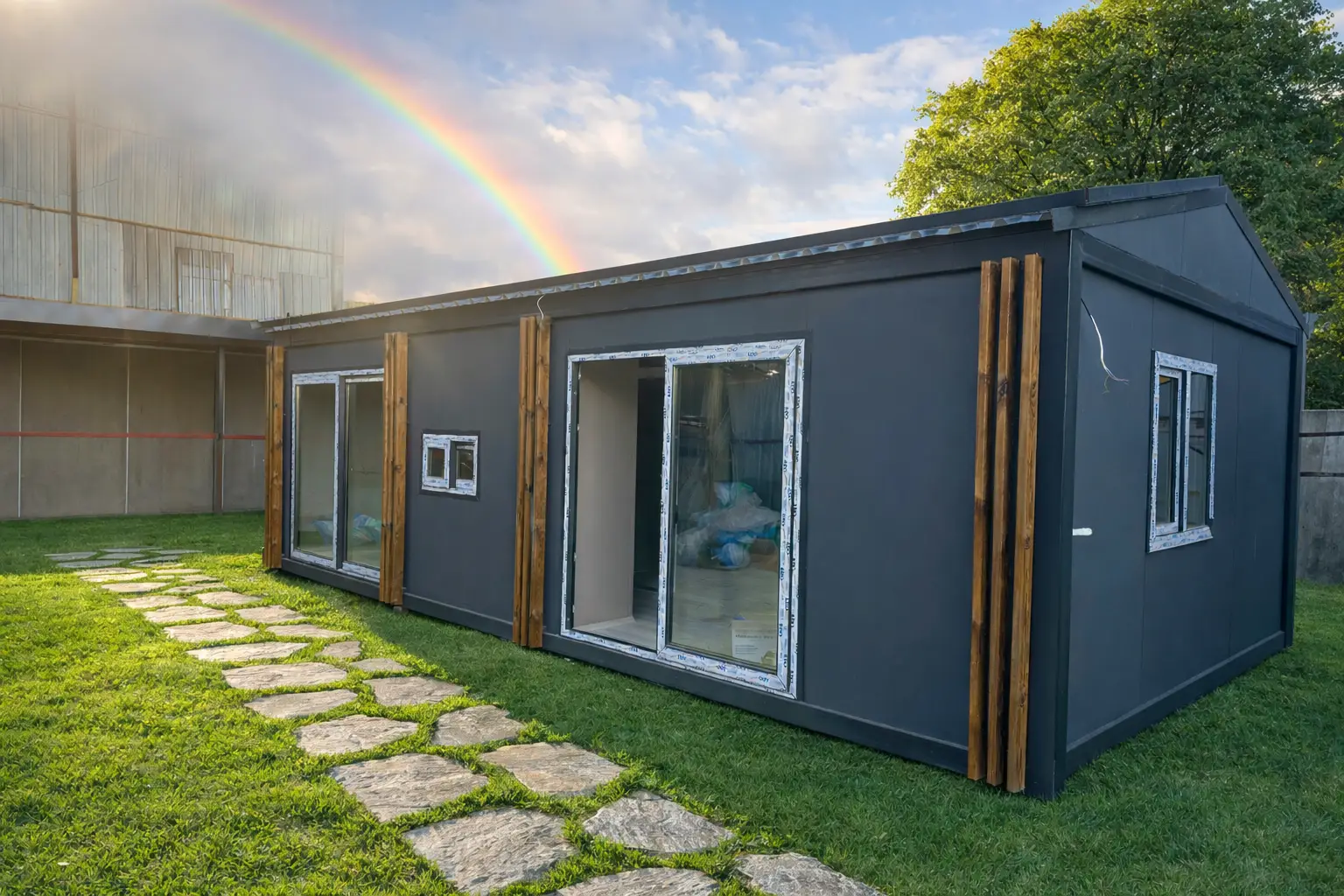 400CMX800CM 32M2 BEŞİK ÇATILI EV KONTEYNER 